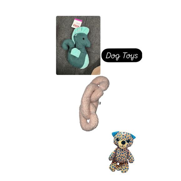 Boots & Barkley Cuddle Dog Toys Set of 3 Sea Horse, Bear & Pull Apart Chain Link - Picture 1 of 8